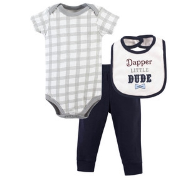 little treasure Other - BODYSUIT, PANT AND BIB SET, DAPPER DUDE